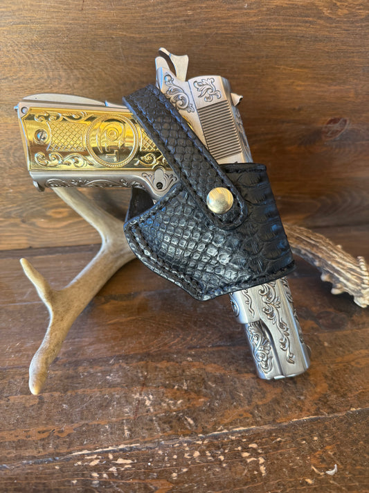 Matte black/gold snake skin compact holster (1911)