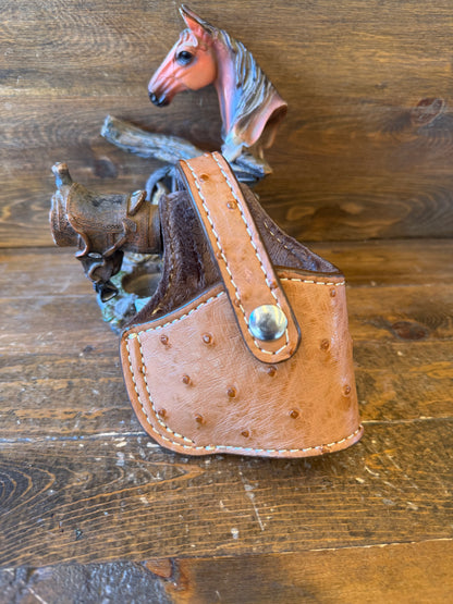 Saddle color ostrich skin compact holster ( Glock )