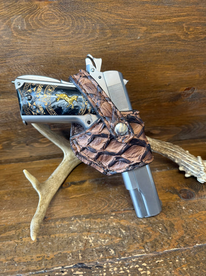Rustic Brown Pirarucu fish compact holster ( 1911, High-Power )