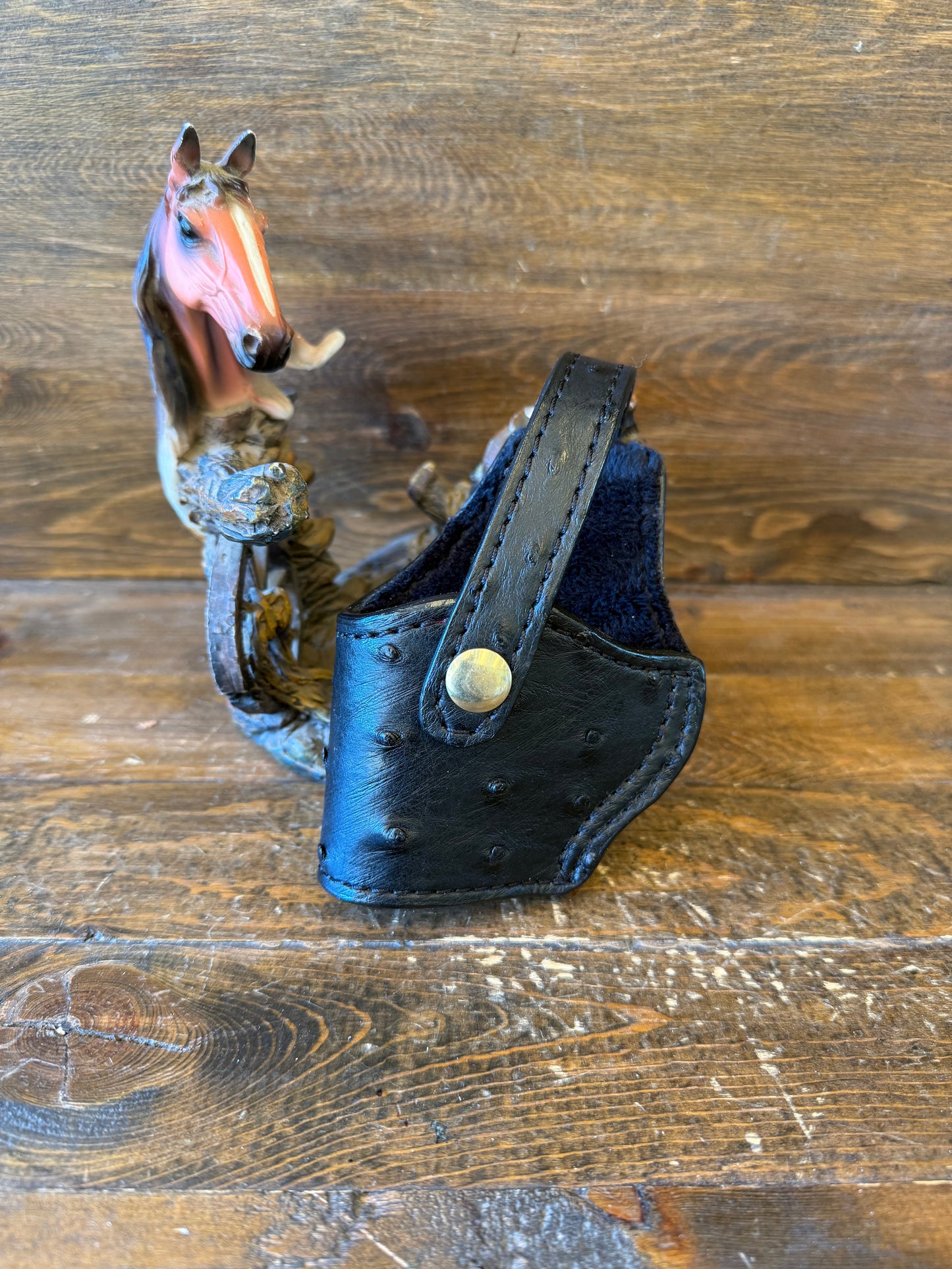 Black/gold ostrich compact holster (1911) - LEFT