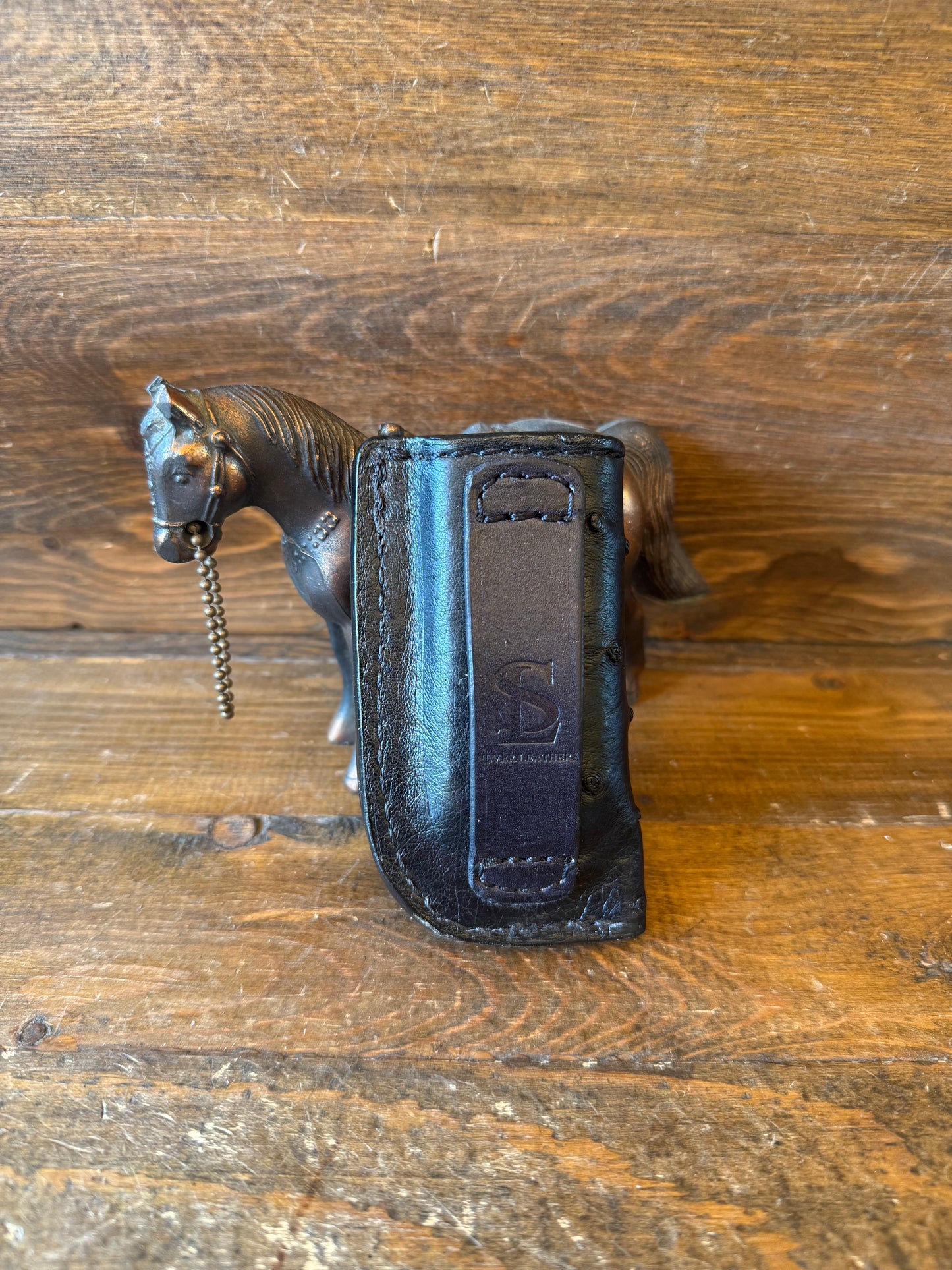 Black Ostrich skin single magazine holster (1911)