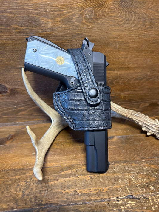 Matte black crocodile belly compact holster ( 1911 ) ( High-Power )