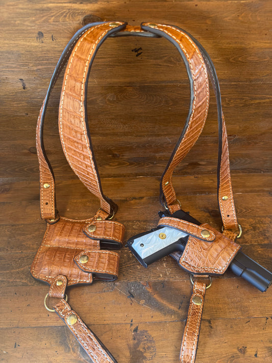 Honey Crocodile Skin Luxury Shoulder Holsters ( 1911 )
