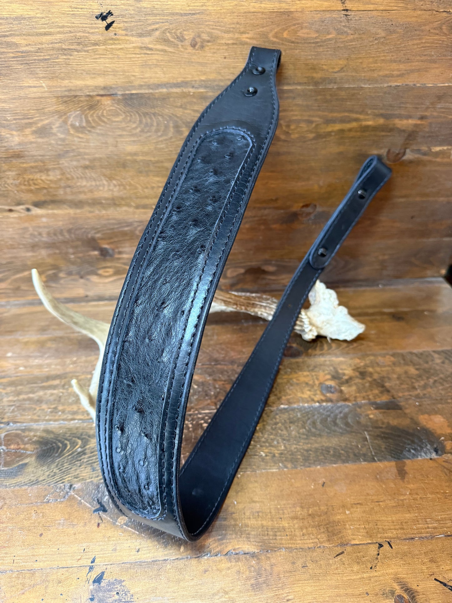 Black/black ostrich skin rifle sling