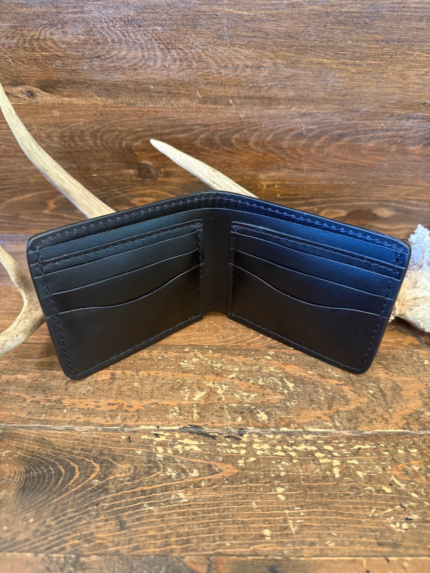 Black Alligator belly skin bifold wallet
