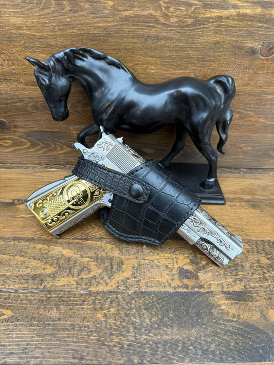 Matte black alligator skin compact holster (1911)