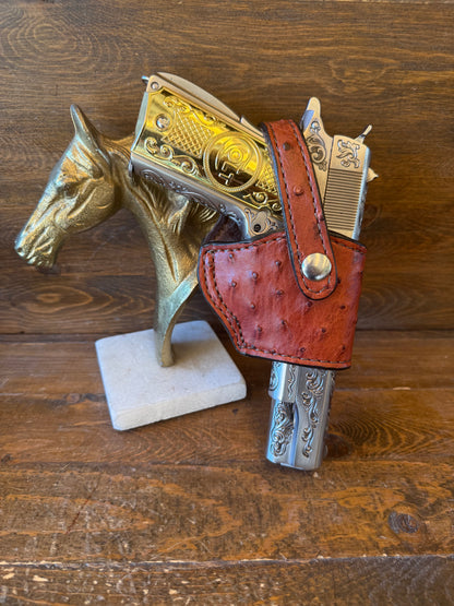 Brandy/Chrome ostrich skin compact holster ( 1911 )