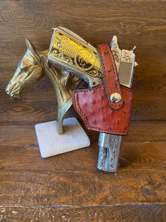 Brandy/Chrome ostrich skin compact holster ( 1911 )