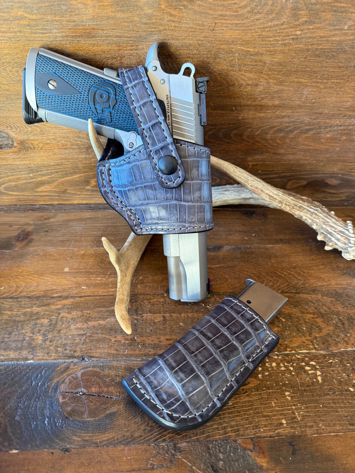 Dark gray alligator belly compact holster Set. ( 1911 )
