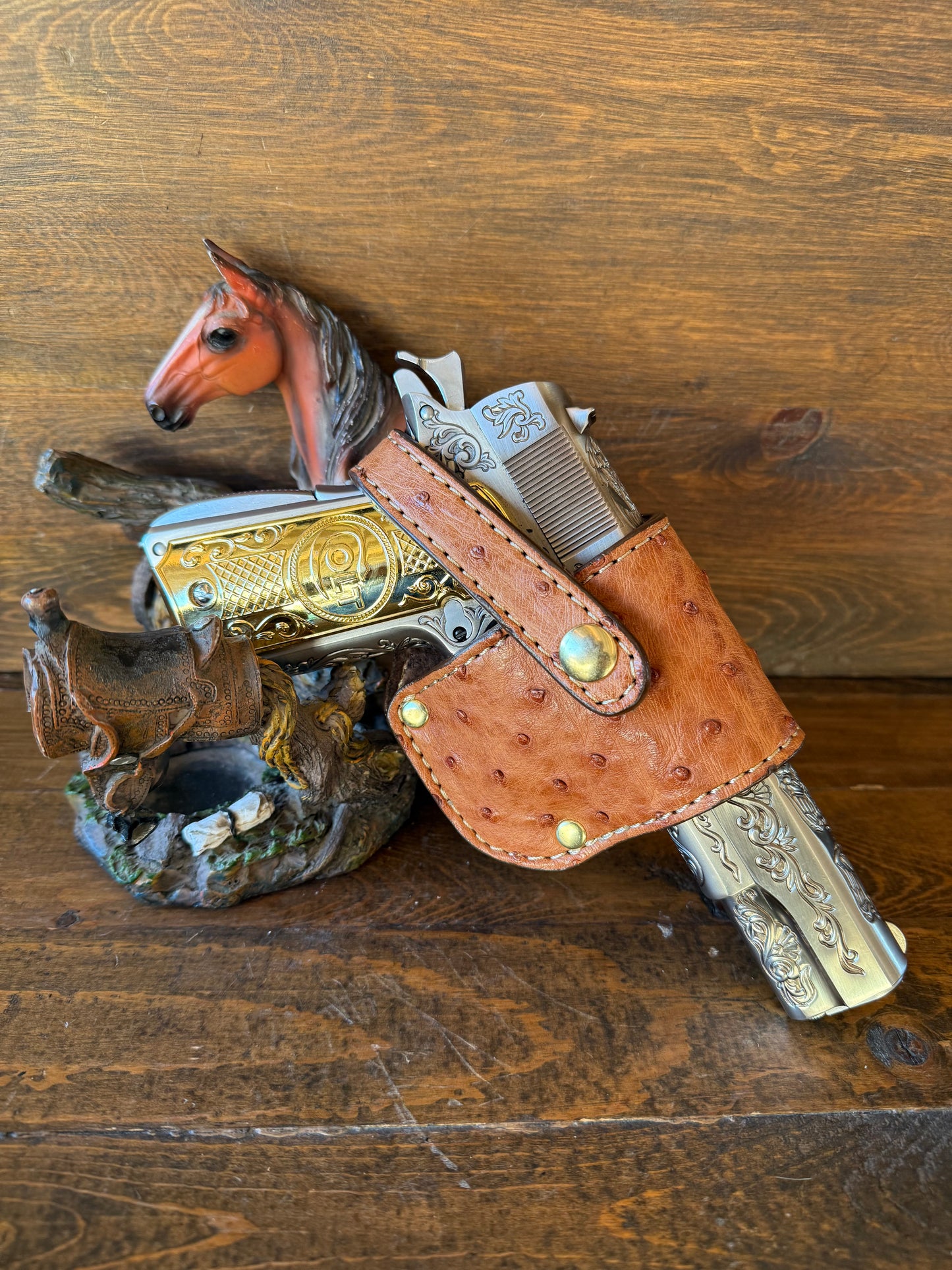 Rustic Conac ostrich skin luxury compact holster (1911)