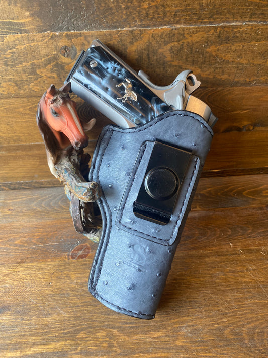 IWB. Gray full ostrich luxury holster (1911)