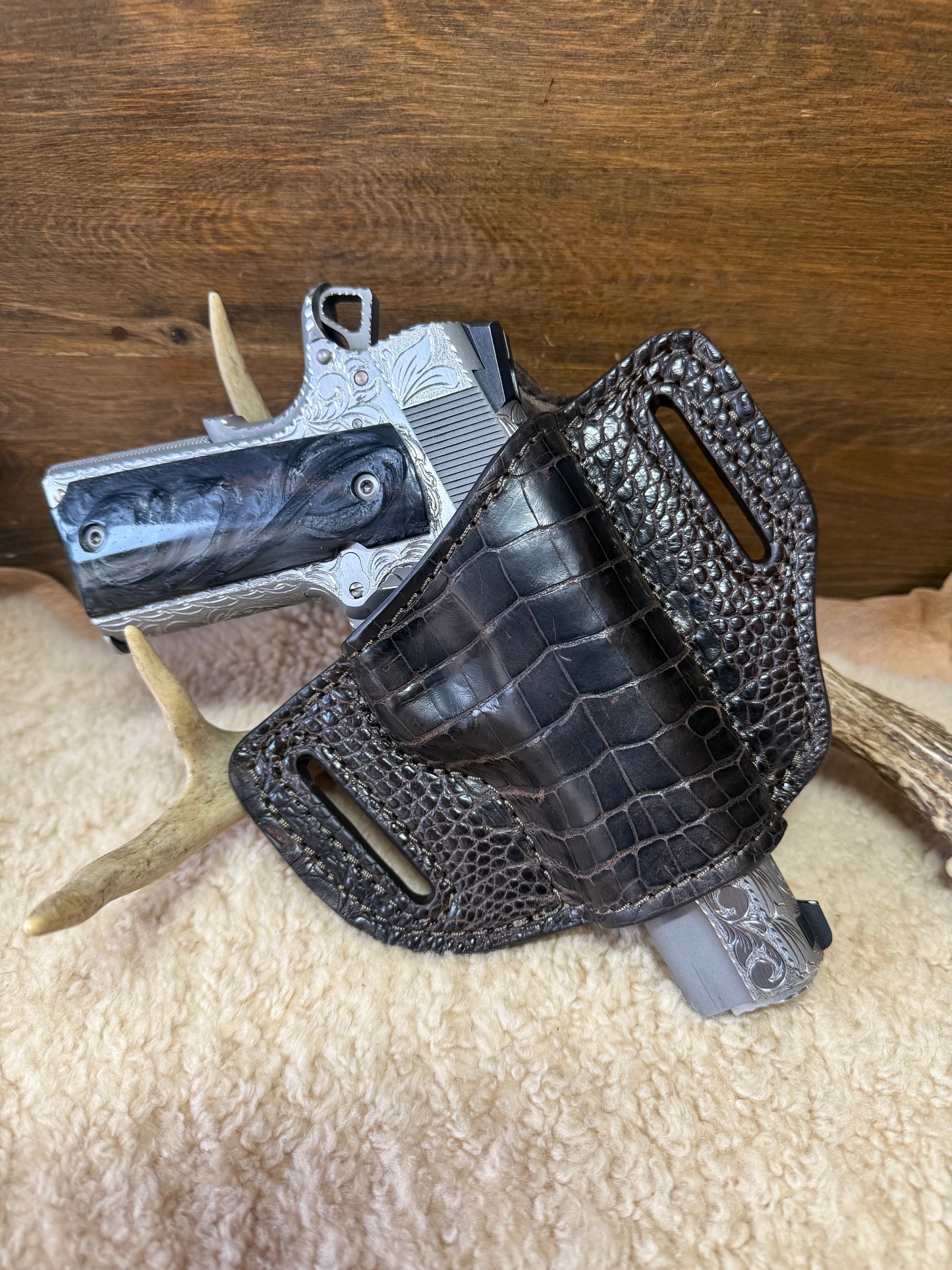 Chocolate brown Alligator belly Luxury holster ( 1911 )