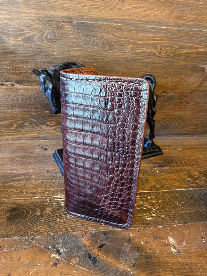 Chocolate Brown Crocodile Belly Deluxe Rodeo wallet in/out