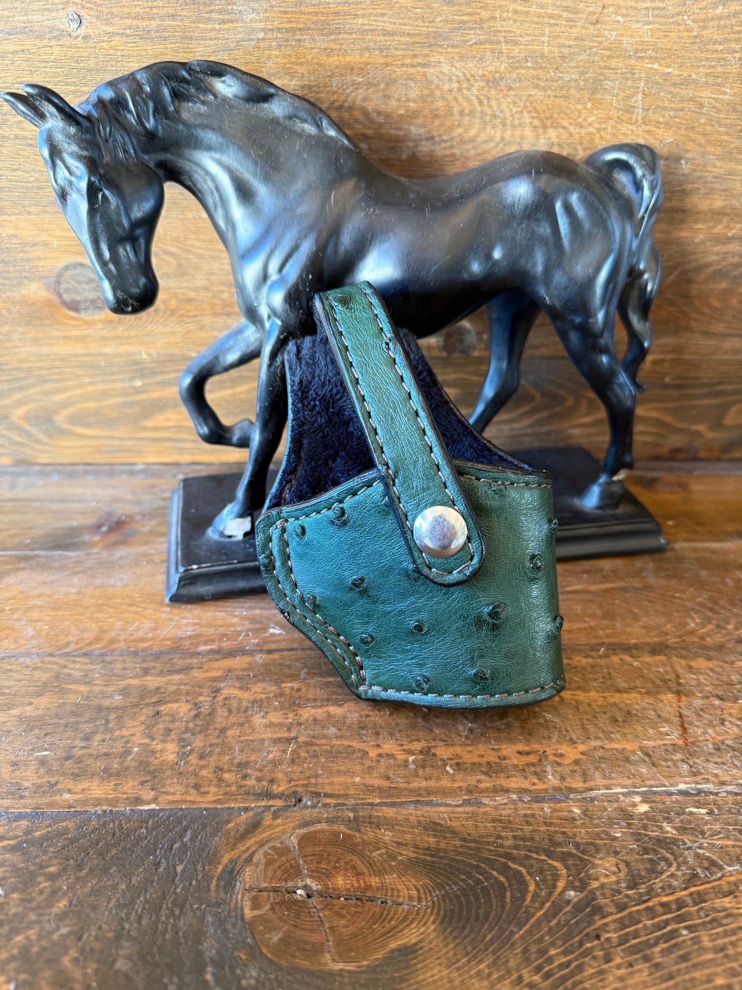 Dark Green/chrome ostrich skin compact holster (1911)