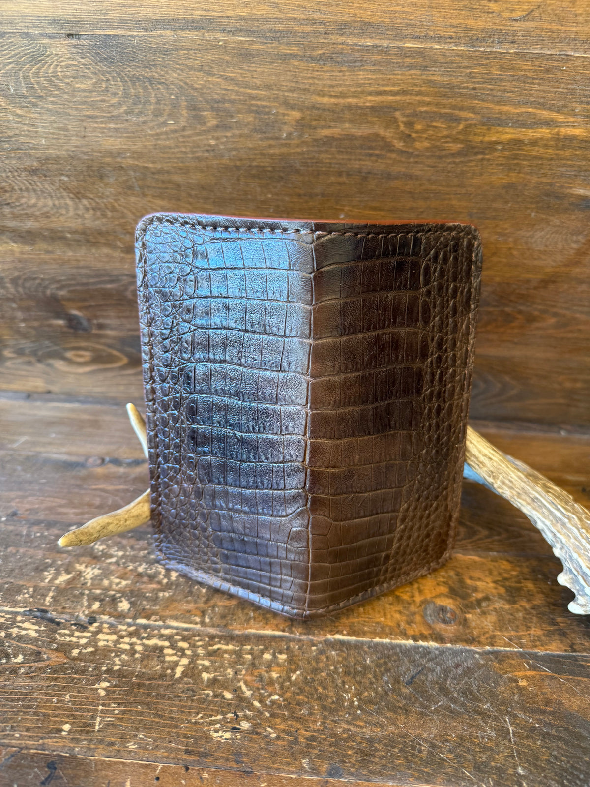 Chocolate Brown Crocodile Belly Rodeo long Wallet
