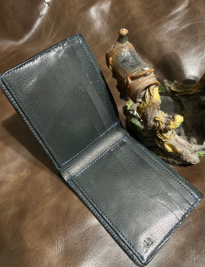 Corner ostrich leg and lamb skin wallet