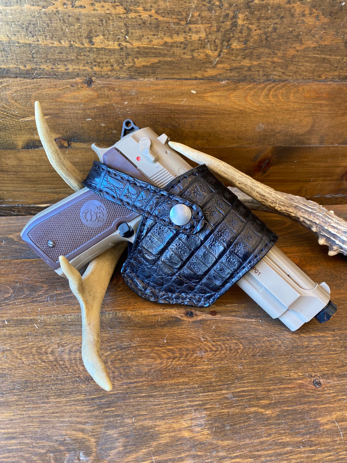 Black Crocodile Belly compact holster ( Beretta )