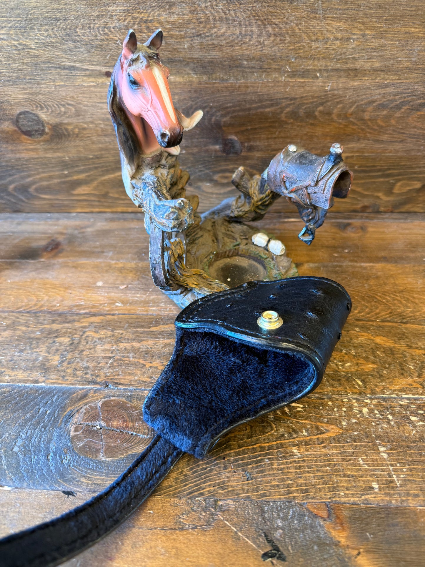 Black/gold ostrich compact holster (1911) - LEFT