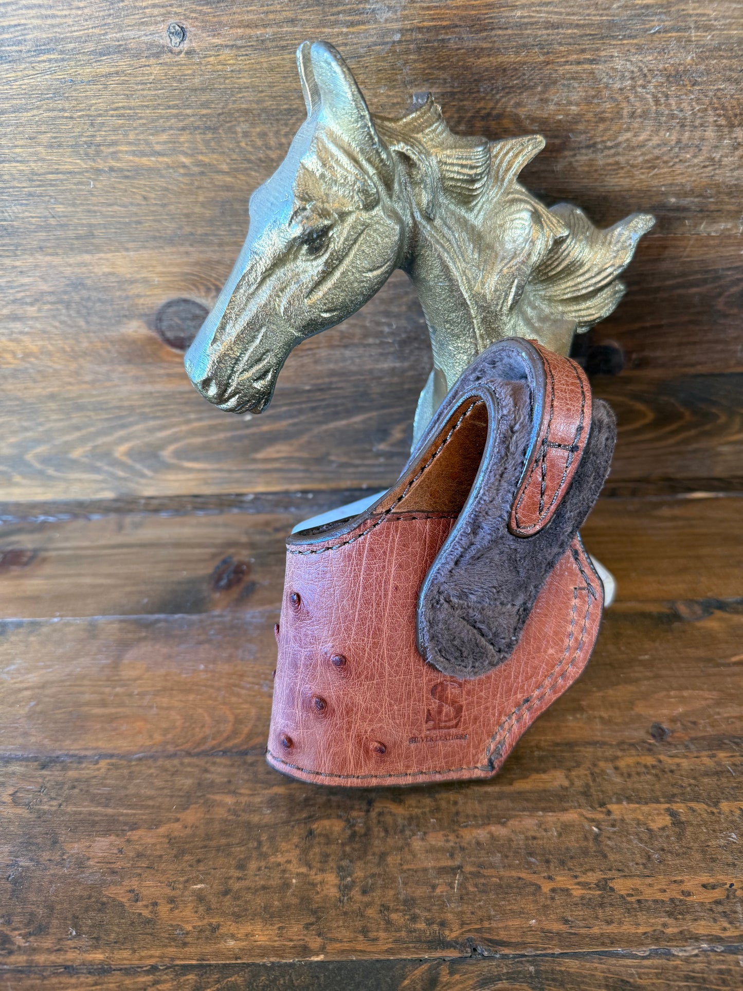 Gerbera/gold ostrich skin compact holster (1911)