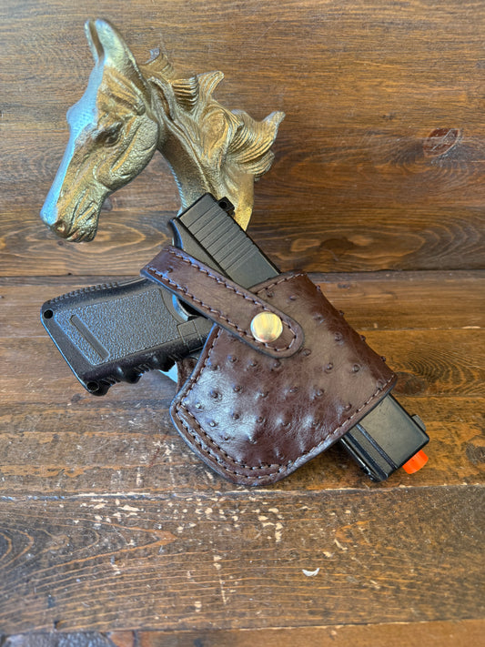 Dark Brown ostrich skin compact holster (Glock)