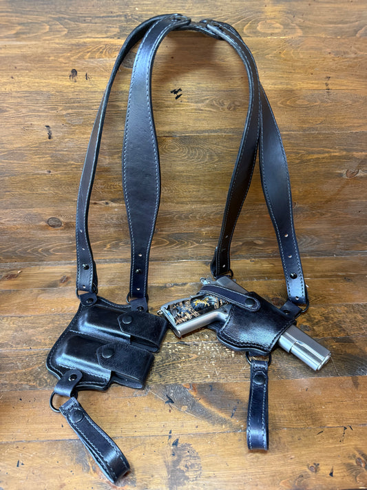 Black veg tan leather shoulder straps ( sobaqueras -1911 )