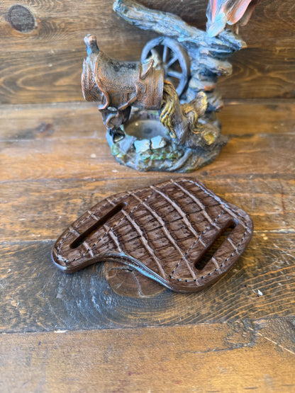 Brown crocodile belly knife sheath