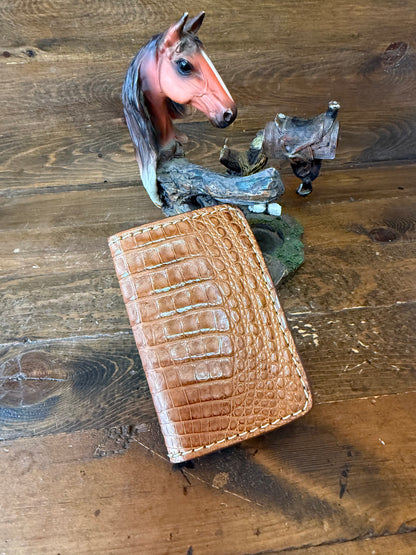 Honey Crocodile skin compact wallet