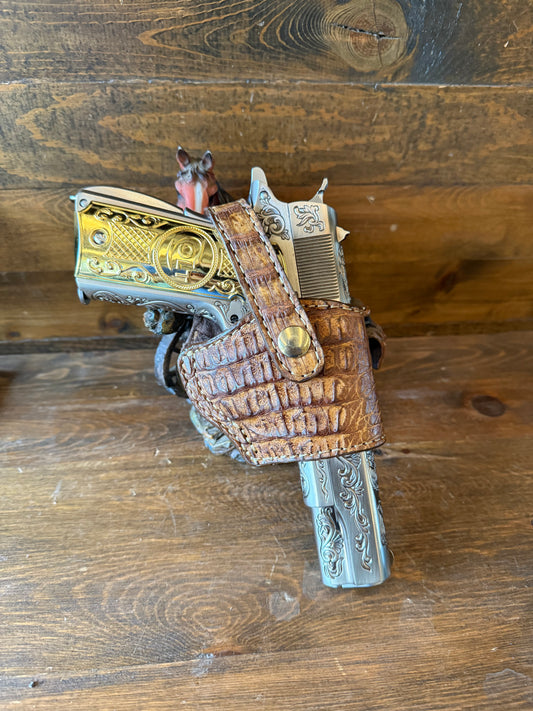 Rustic/Gold Crocodile skin compact holster (1911)