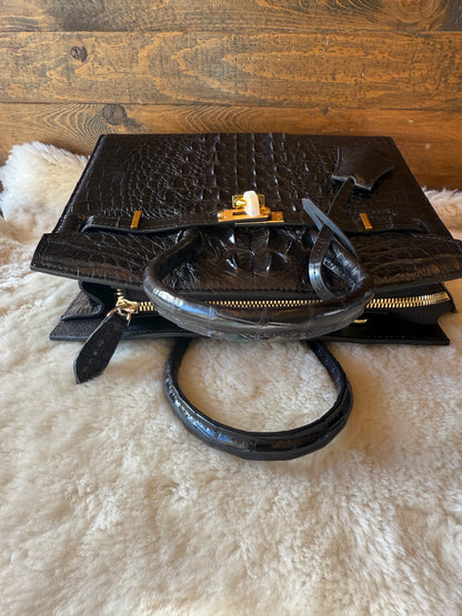 Black crocodile deluxe women’s handbag