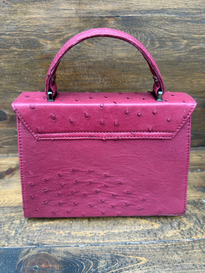 Burgandy ostrich skin handbag