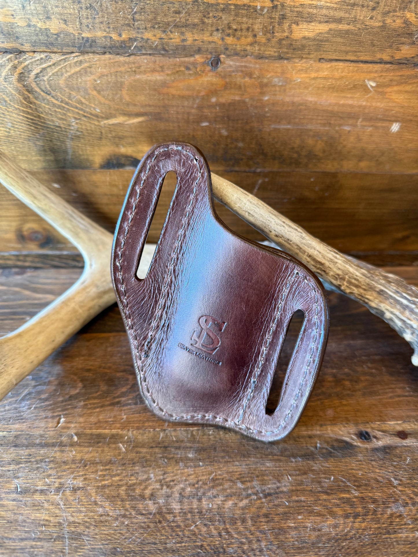 Rustic brown crocodile knife sheath