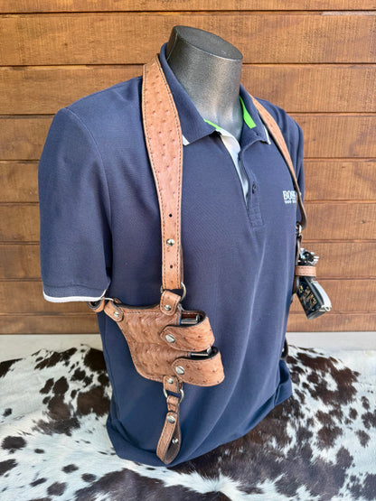 Almond Brown Ostrich Skin Luxury Shoulder Holsters ( 1911 )