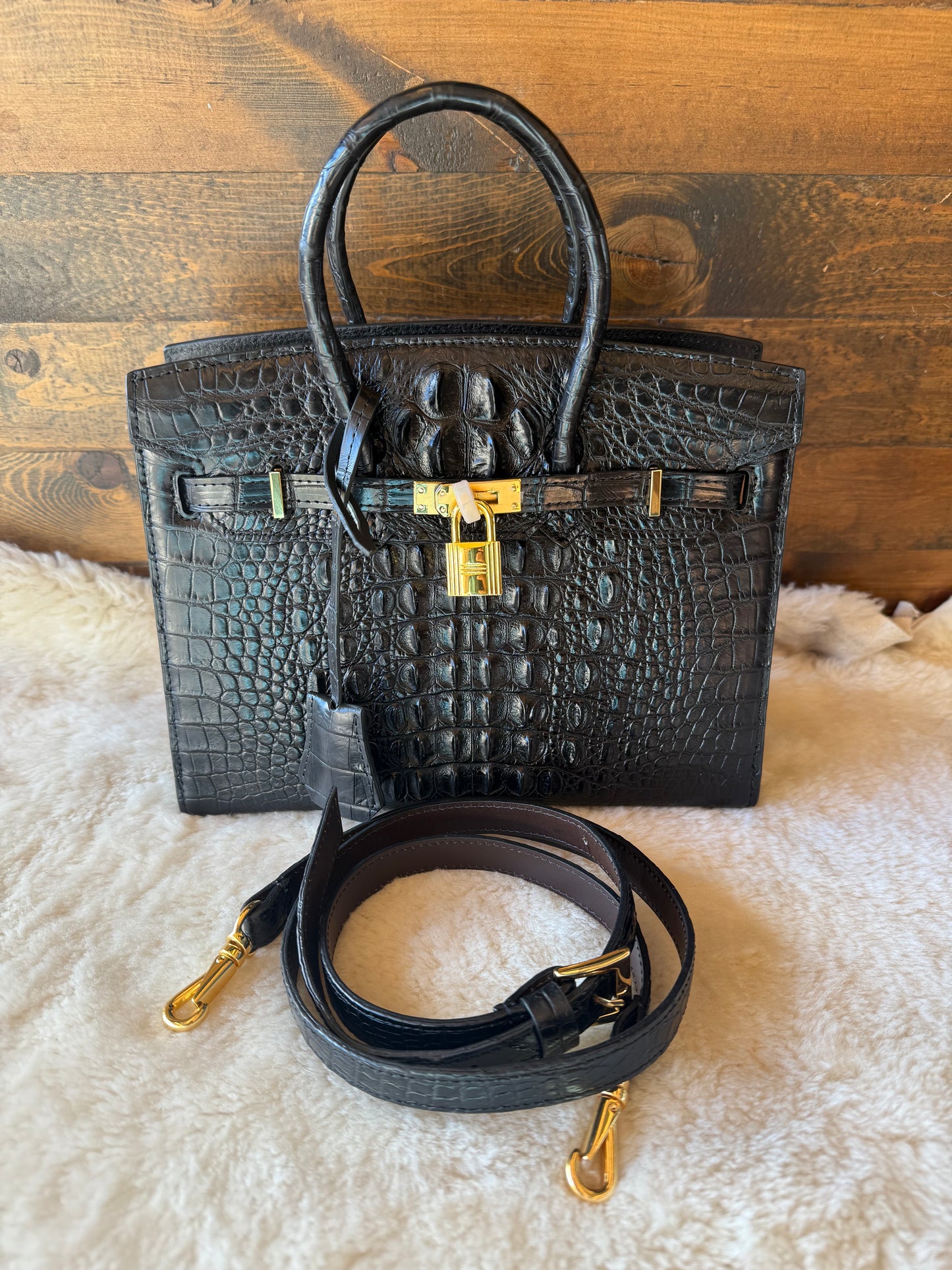 Black crocodile deluxe women’s handbag