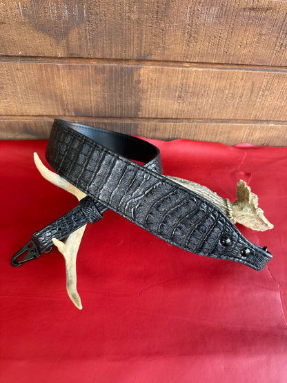 Black Crocodile Belly Luxury Rifle sling