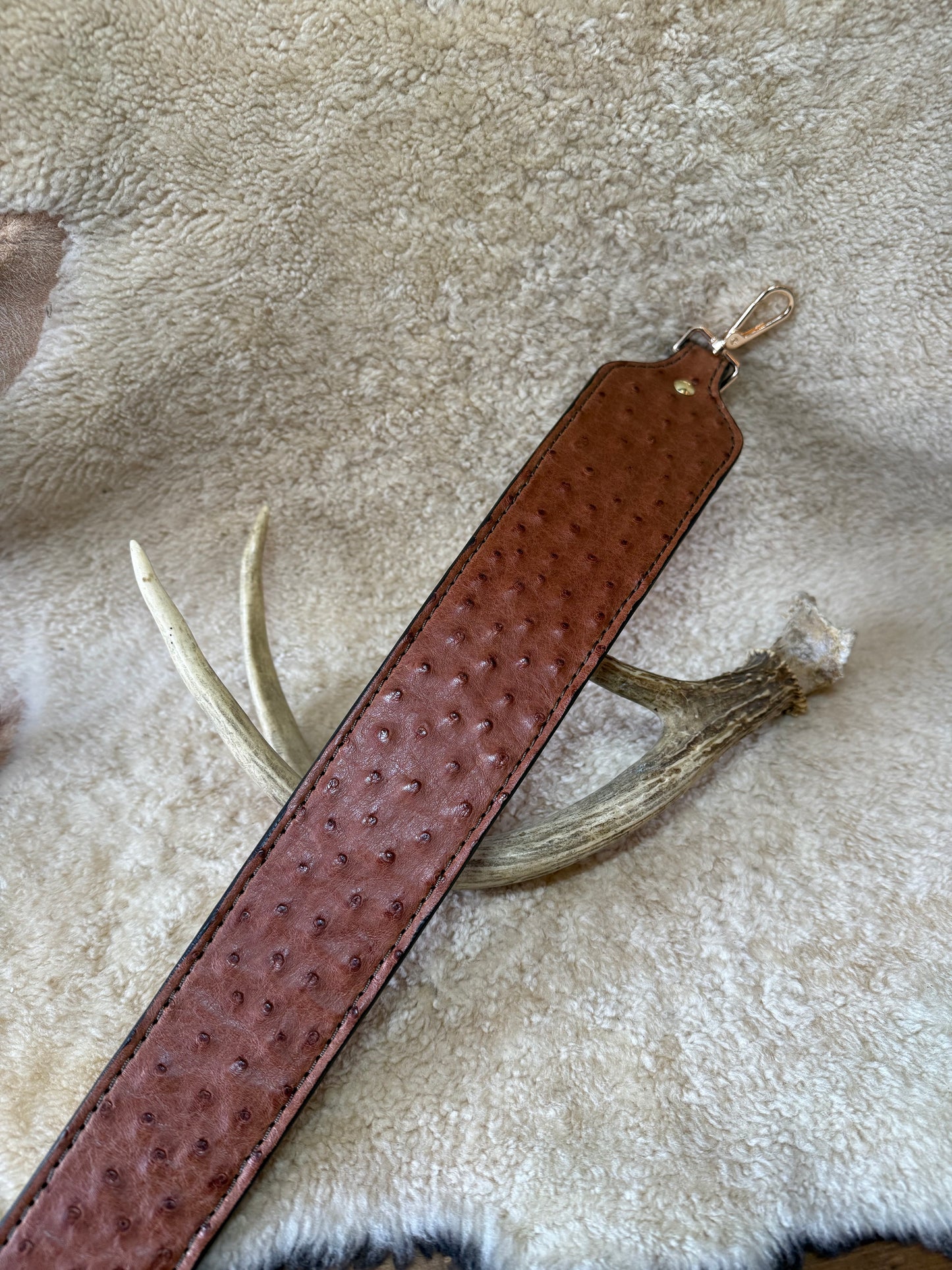 Gerbera/Gold Ostrich skin luxury rifle sling