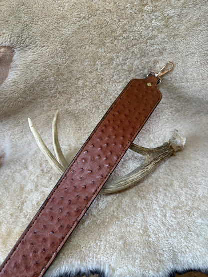 Gerbera/Gold Ostrich skin luxury rifle sling