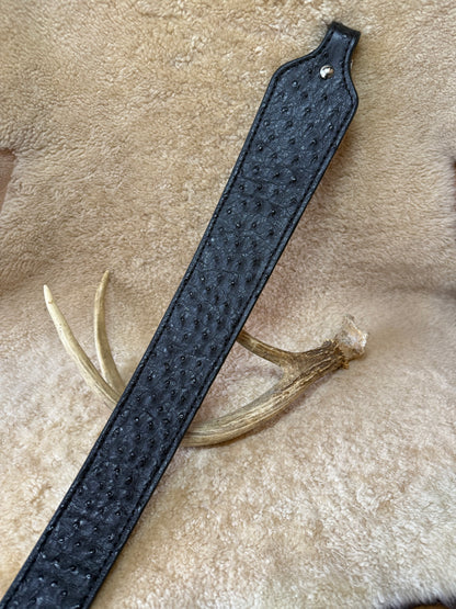 Black/Chrome ostrich skin luxury rifle Sling
