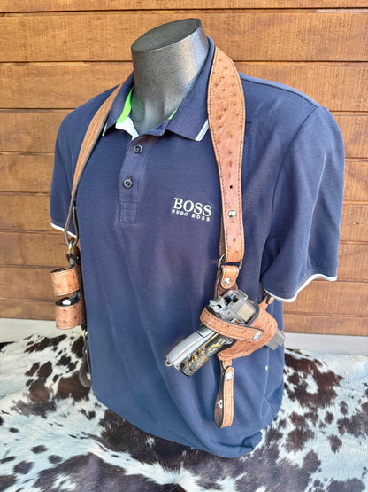 Almond Brown Ostrich Skin Luxury Shoulder Holsters ( 1911 )