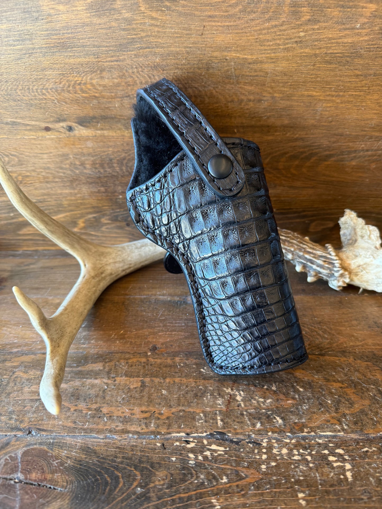 Black crocodile belly full 5” Deluxe holster. (1911)