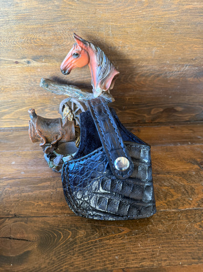 Black/chrome crocodile compact holster ( Glock )