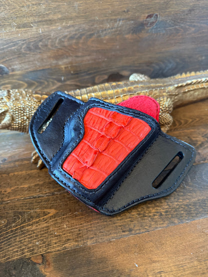 Red/black crocodile tail skin luxury holster (1911)