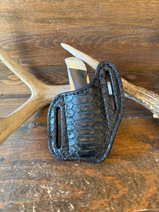 Matte black snake skin knife sheath