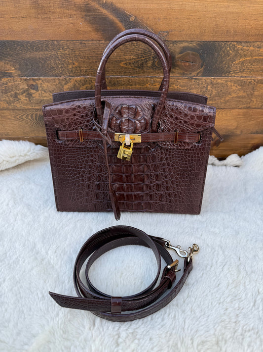 Brown crocodile deluxe women’s bag