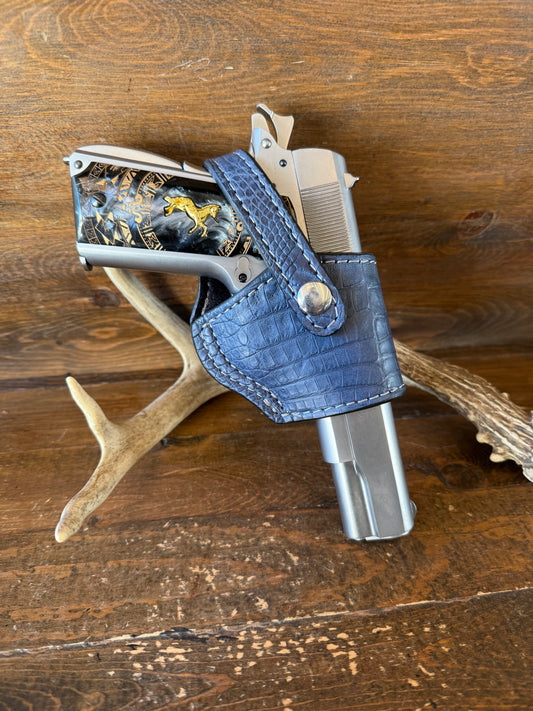 Blue/silver  crocodile skin compact holster ( 1911 , High Power )