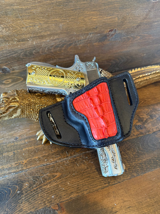 Red/black crocodile tail skin luxury holster (1911)