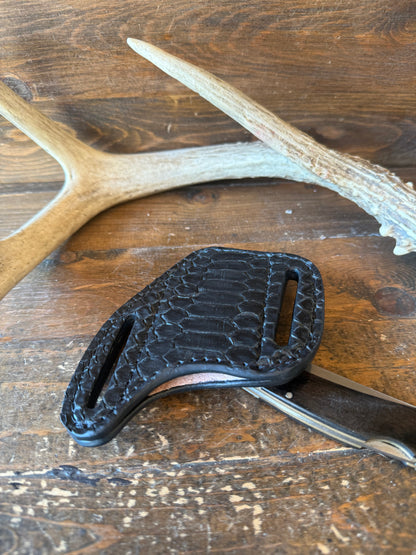 Matte black snake skin knife sheath