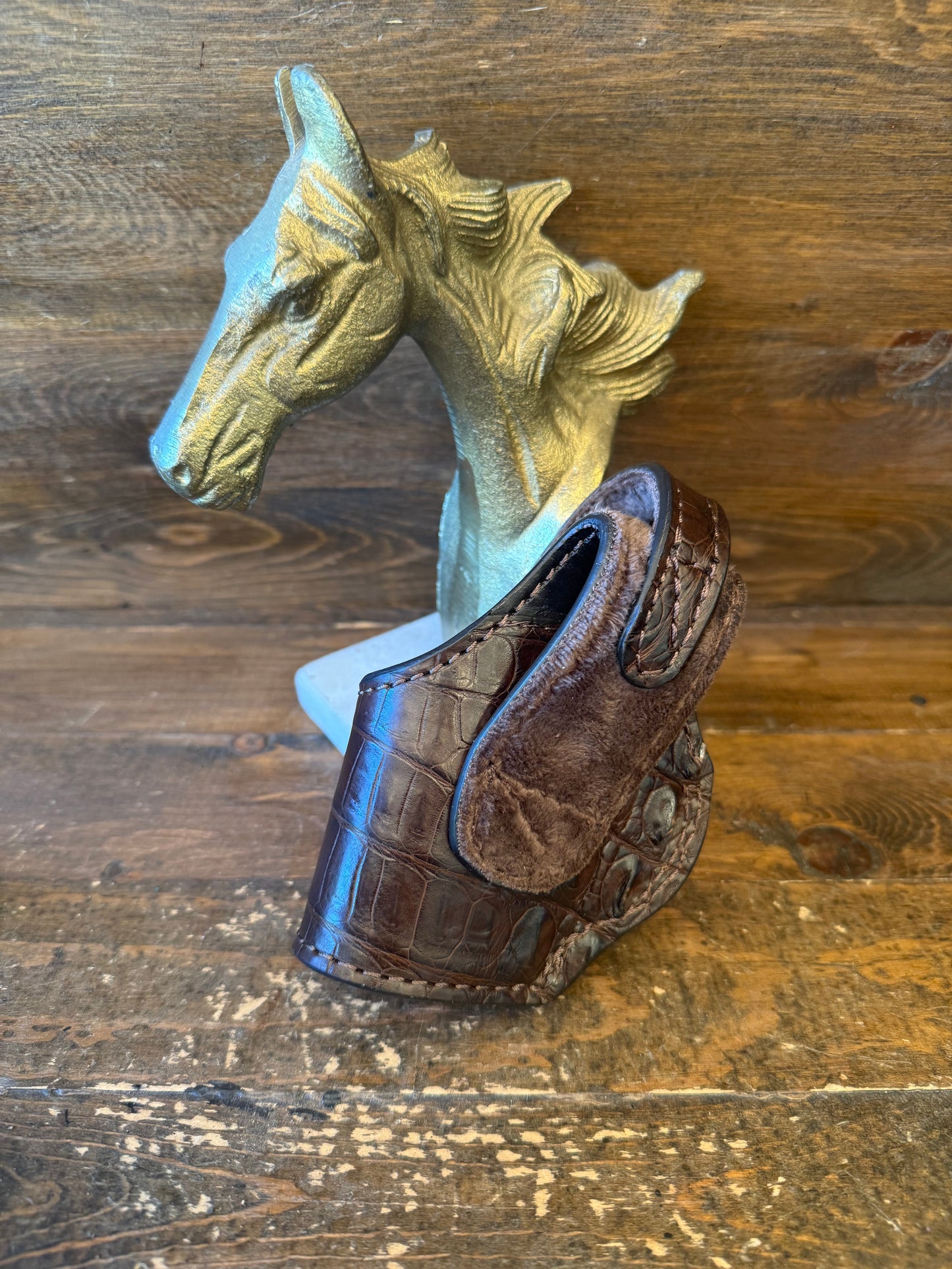 Brown/Chrome  alligator belly compact holster (1911)