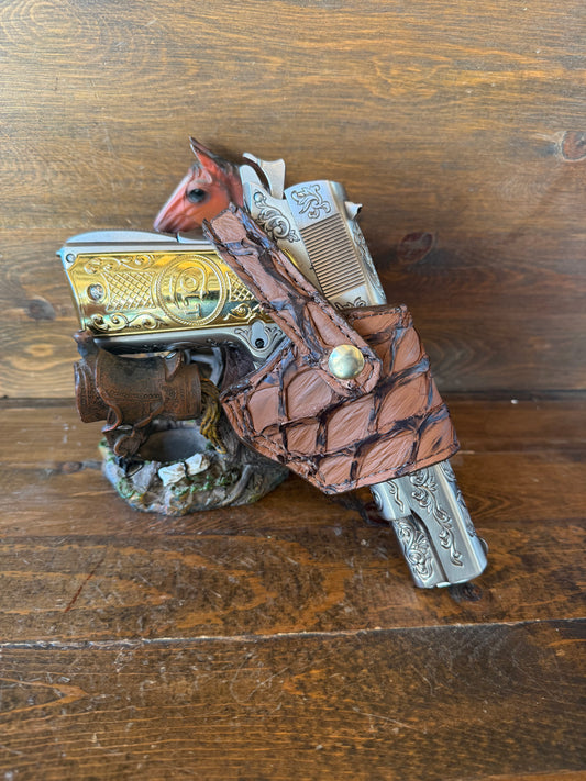 Brown Pirarucu/Gold compact holster (1911)