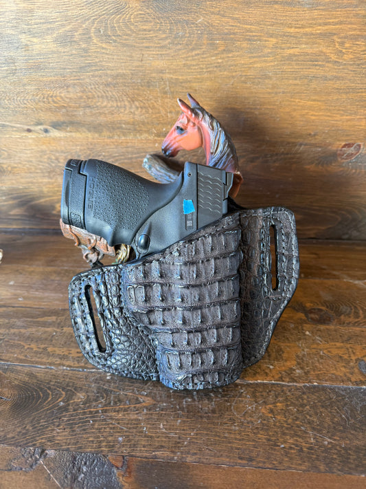 Dark brown matte crocodile skin holster ( M&P Shields )