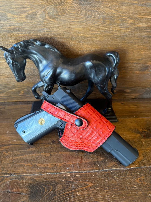 Red Crocodile Hornback skin compact holster (1911)
